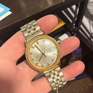 Timex Gold and Silver Tone Day-Date Analog Watch